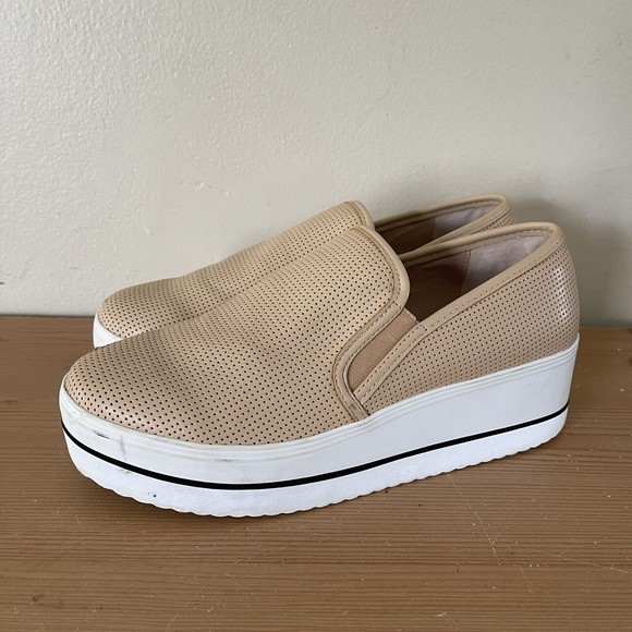 Steve Madden Shoes - Steve Madden Becca Casual Sneakers Perforated Beige White Slip On Platforms 8 M